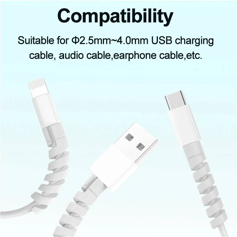 10pcs Cable Protector Silicone Charge Cable Spiral Winder Wire End Cord Savers Cover For Phone USB Charger Cable Accessories