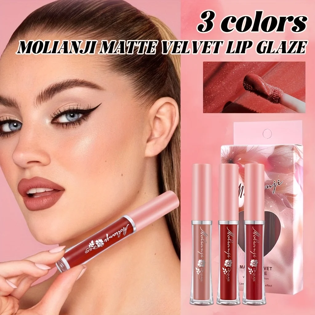 Matte Silky Lip Glaze สดชื่นและไม่เหนียวเหนอะหนะ พัฒนาสีติดทนนาน ถ้วยกันน้ําไม่ติด เหมาะสําหรับทุกสภาพผิว - ของขวัญที่สมบูรณ์แบบ