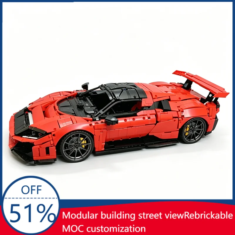 

6519 PCS 1:8 Scale Sports Car Model Custom Building Blocks Assembly Technical Vehicle Toy Creative Collection Gift Adults Boys