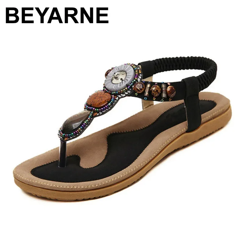 BEYARNE New Summer Flat Sandals Ladies Summer Bohemia Beach Flip Flops Shoes Women Shoes Scarpe Donna Zapatos Mujer Sandalias