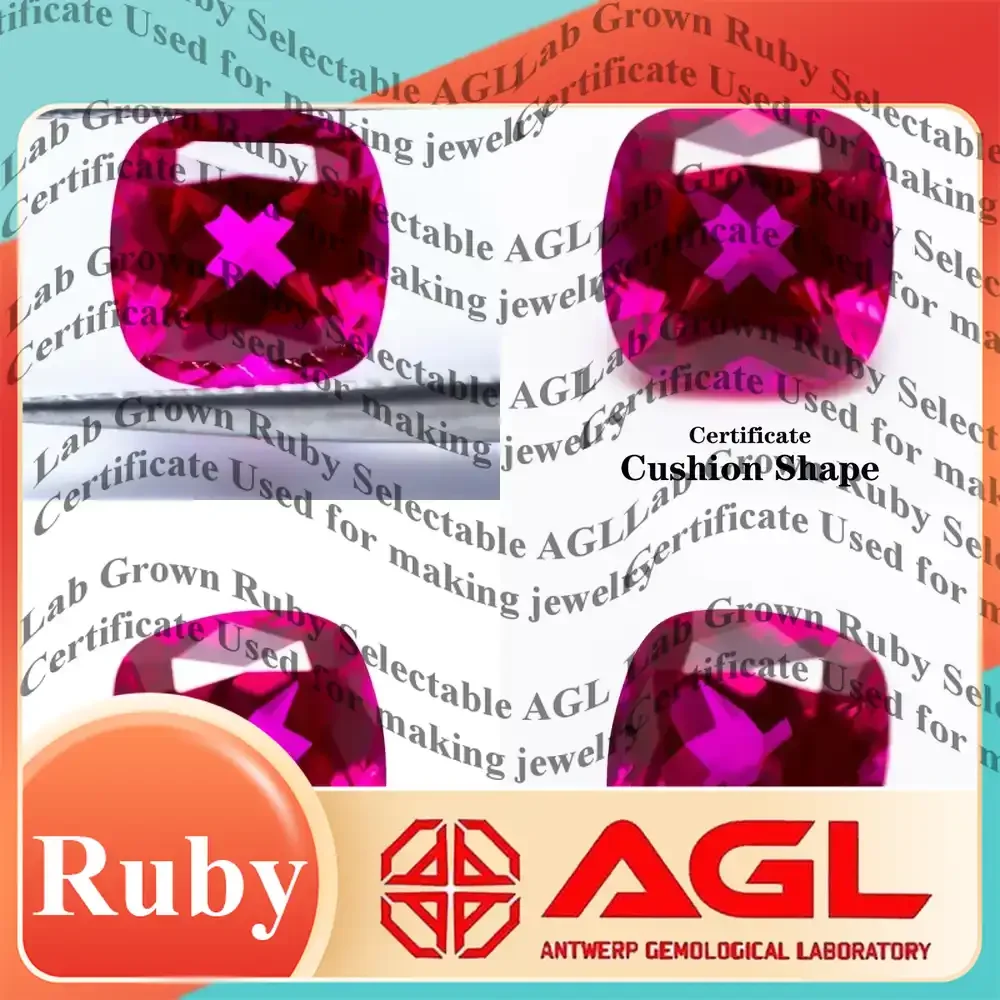 

Lab Grown Ruby for Jewelry Making DIY Cushion Cut Rubellite Color VVS1 Lab Created Ruby Gemstone for Ring Necklace Earrings