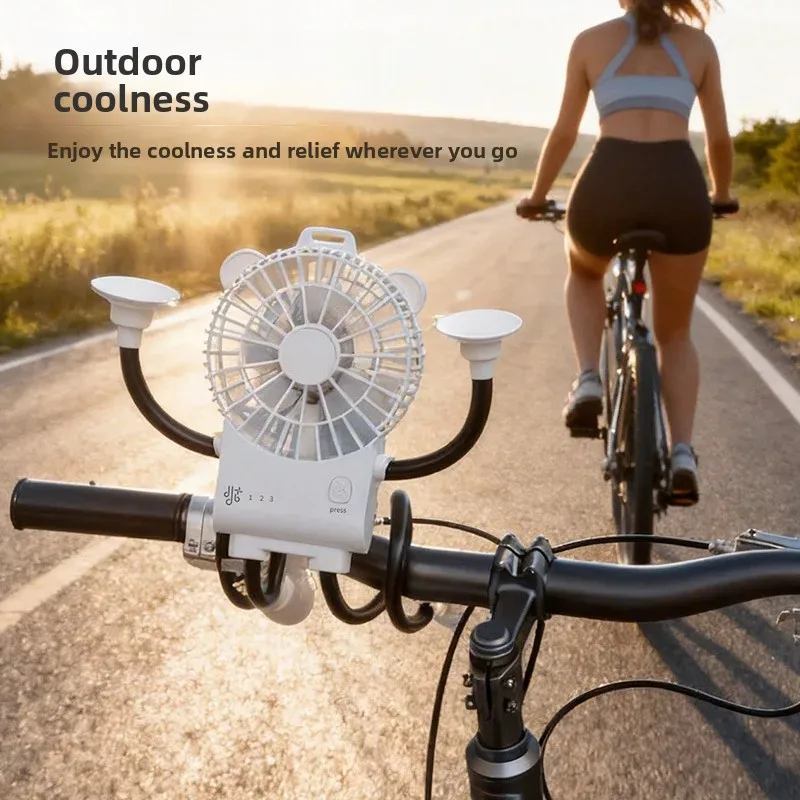 Suction Cup Desktop Fan, Robot Appearance, Light Equipped Multi-Speed Portable Air Fan