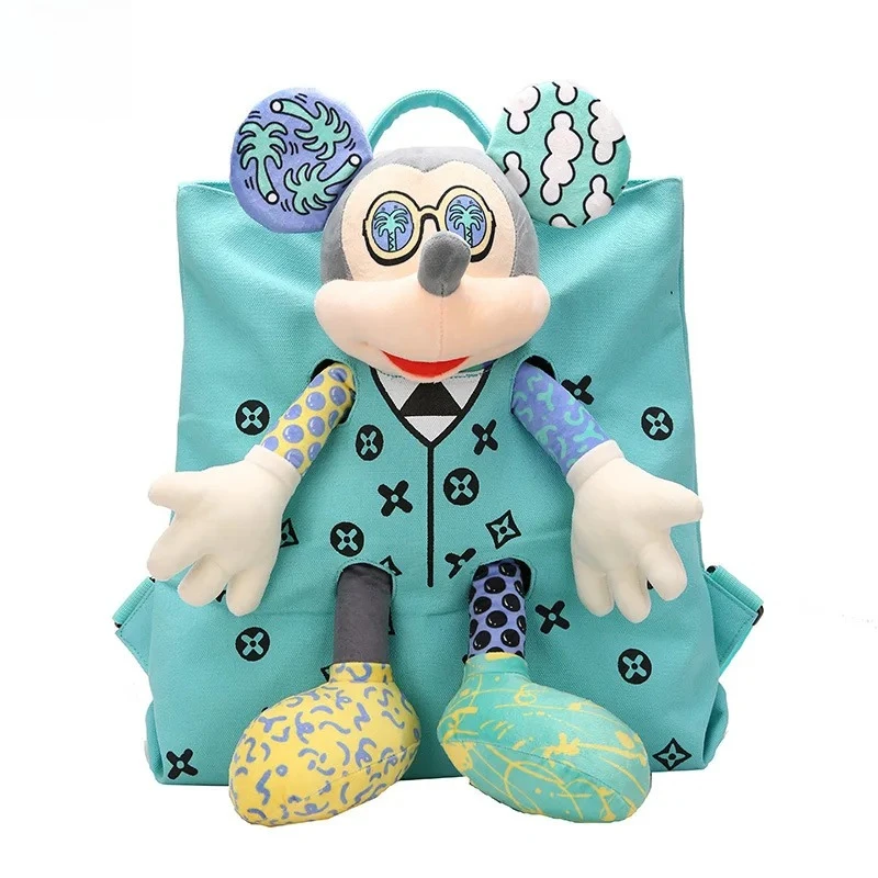 Fashion Mickey Mouse Plush Canvas Backpack - Cute Cartoon Character Backpack for Women, Large Capacity Casual Travel School Bag