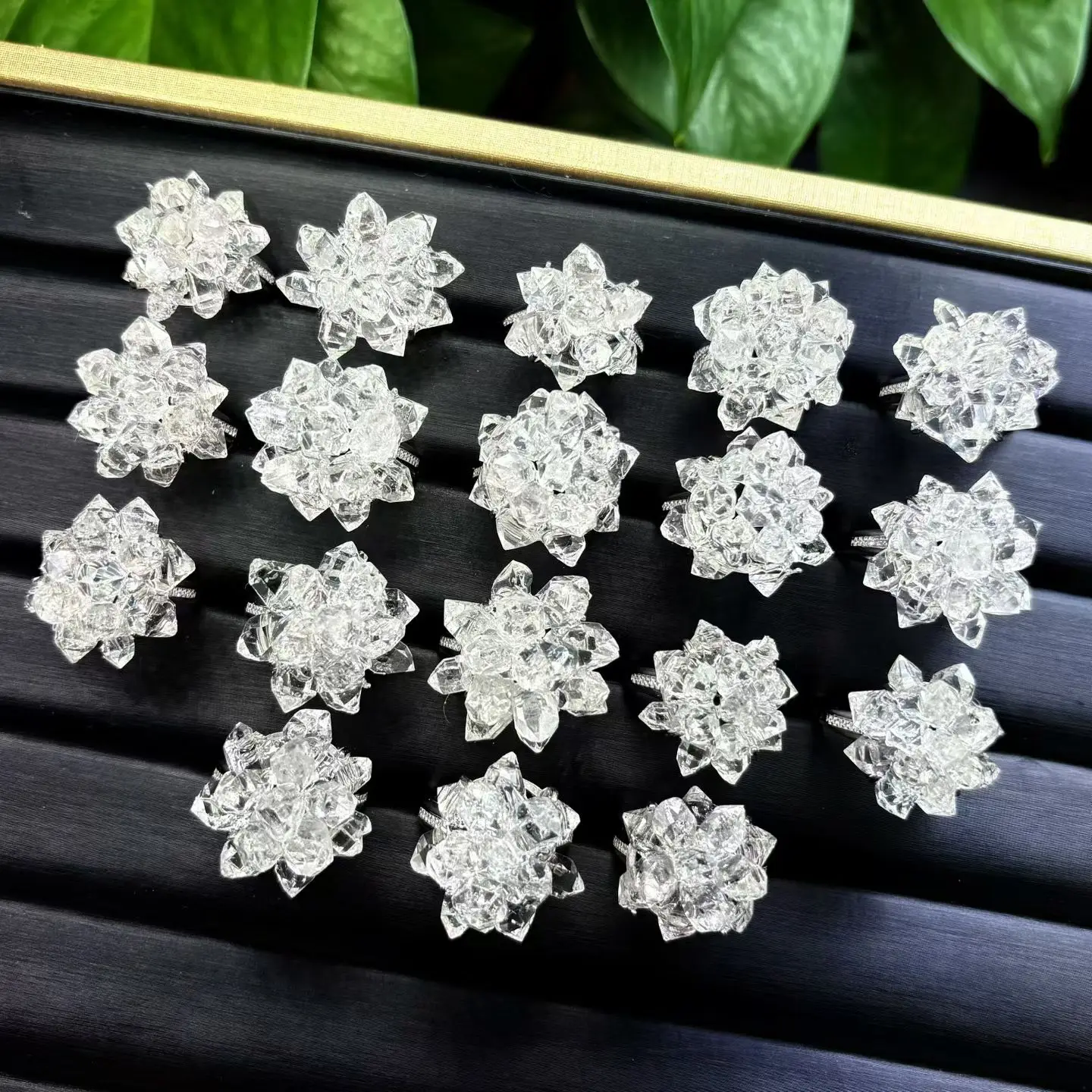 

1 Pc Fengbaowu Natural Herkimer Diamond Flower Ring 925 Sterling Silver Crystal Healing Stone Fashion Jewelry Gift For Women