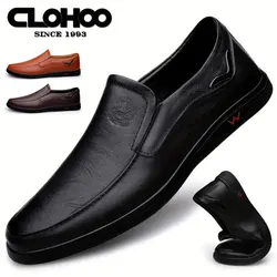 Fashion Men's Handmade Casual Slip On Shoes Genuine Leather Men Loafers Outdoor Comfortable Breathable Men Shoes