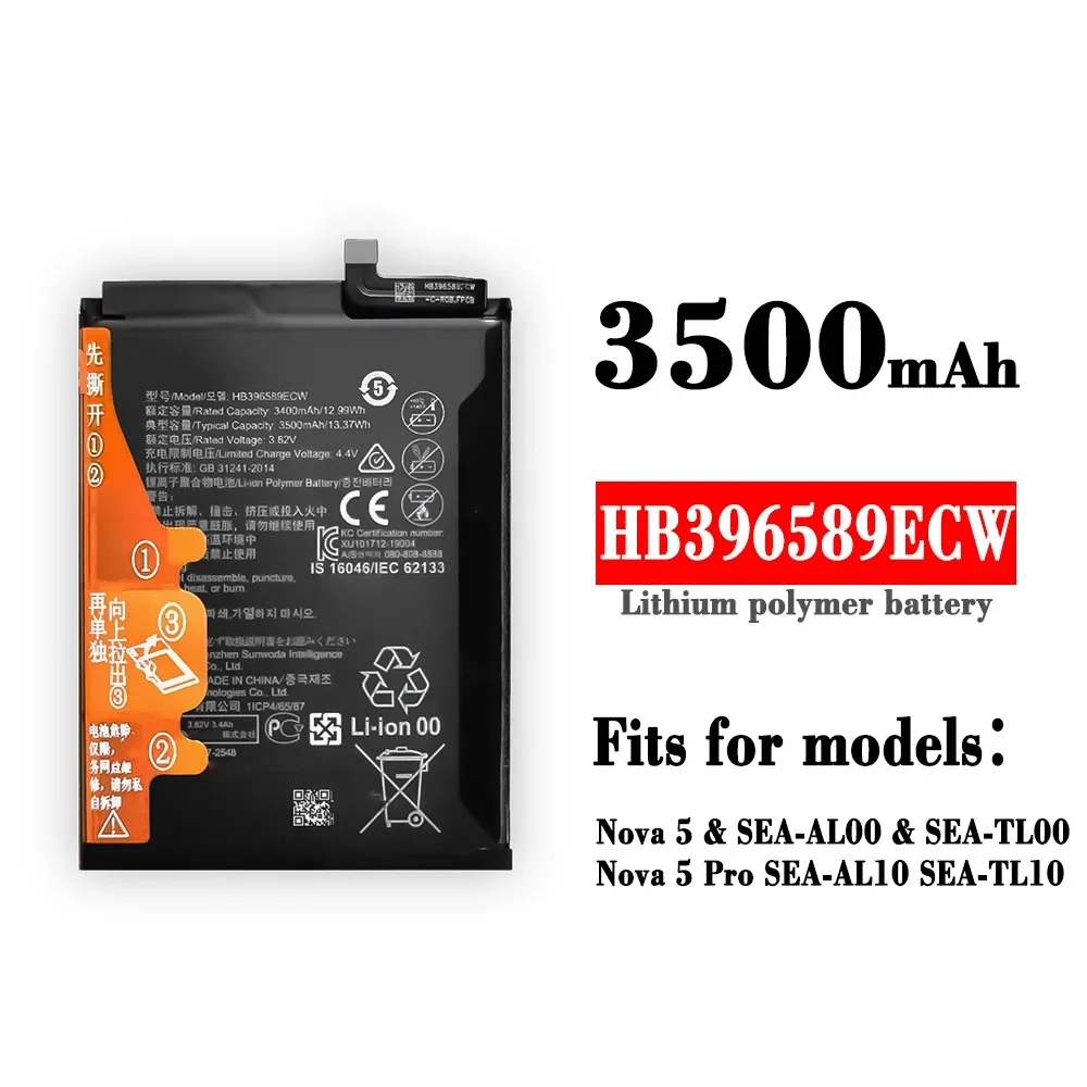 HB396589ECW Battery for HUAWEI nova5 nova5pro nova 5 pro SEA-AL00 4000mAh Batteries Batteries with Tools Gift