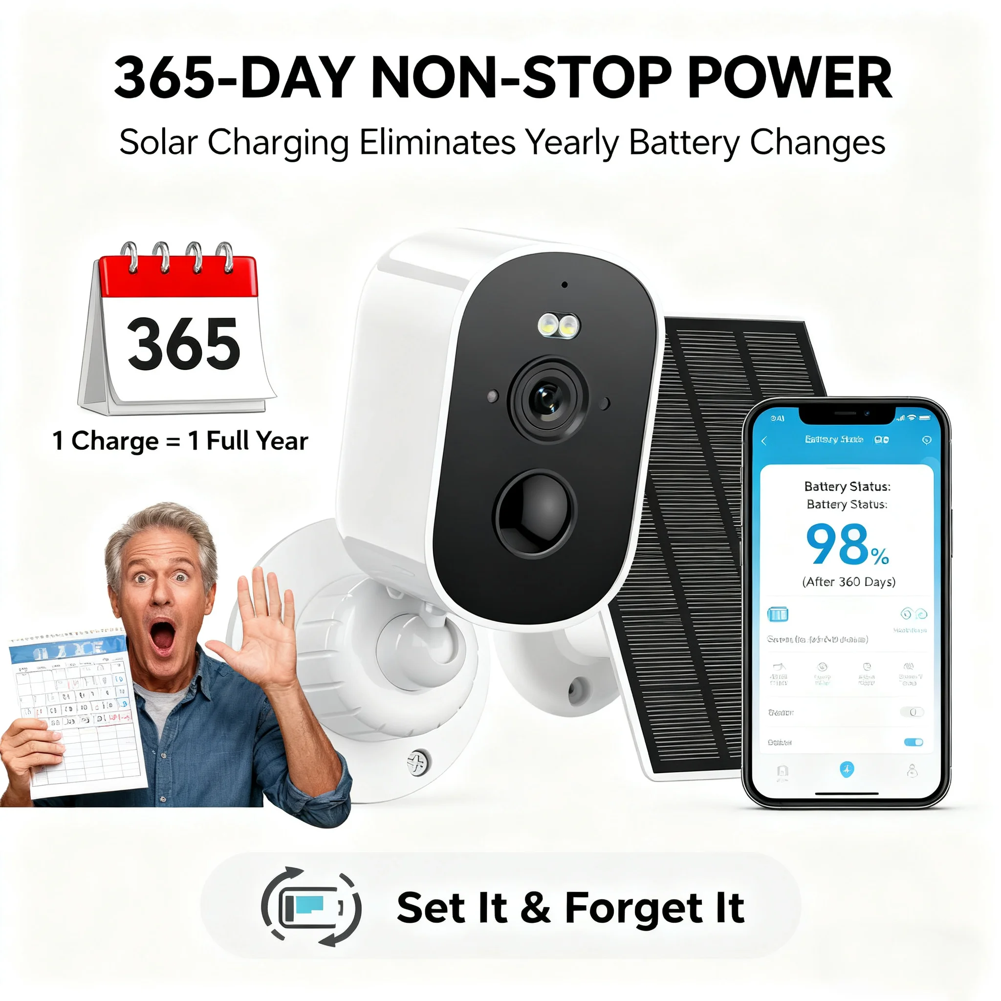 Source Factory 5MP Solar Security Camera Outdoor Wireless WiFi Battery Powered Color Night Vision Human Detection Surveillance