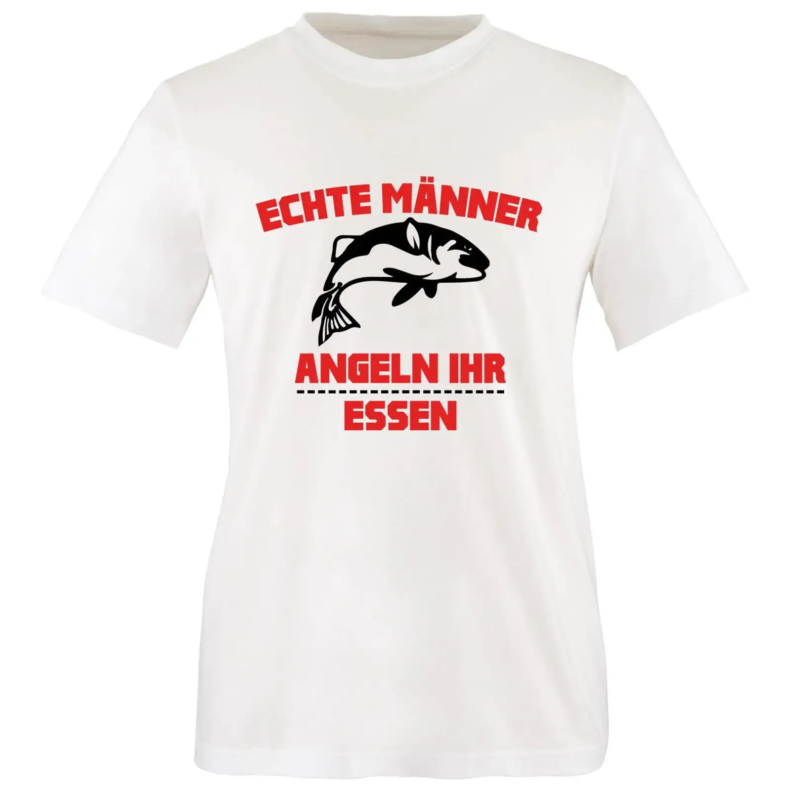 Comedy T Shirt Echte Männer Angeln Ihr Essen Herren Rundhals 100 Baumwolle Kurzarm Top Basic Print vintage Washed Slightly