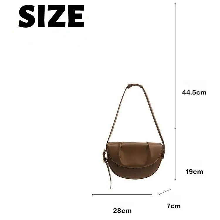 Leather Shoulder Bag Crossbody Bag Cowhide Wrinkled Underarm Saddle Bag Women's Large Capacity