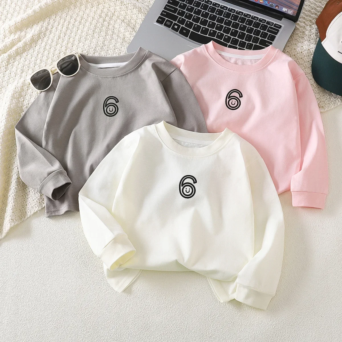 1-6 Jahre Kinder Baumwoll-Langarmshirt 2026 Frühling Koreanischer Druck Weicher Lässiger Jungen Mädchen Leichter Pullover Kinderkleidung