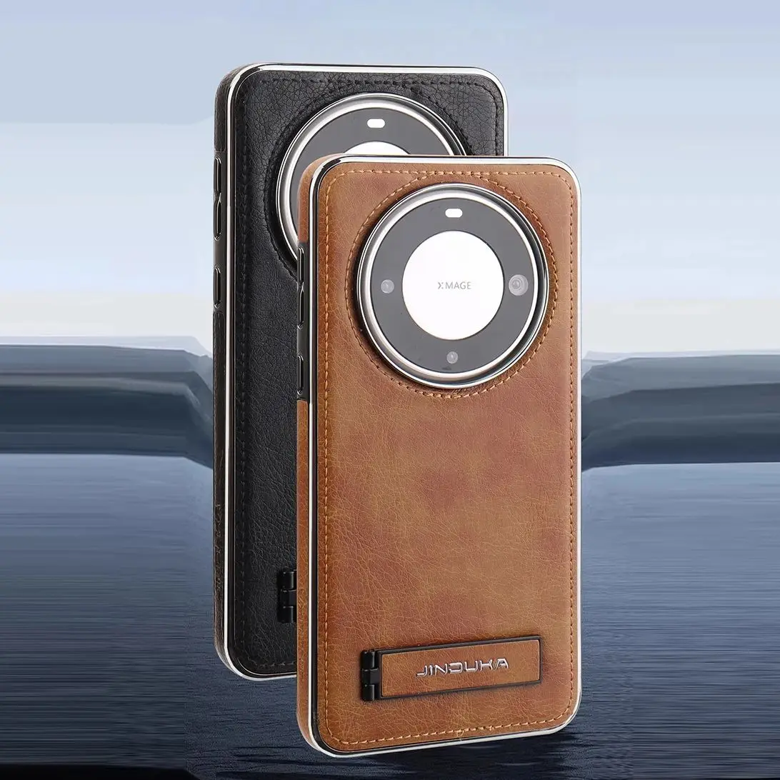 

Luxury Plating Leather Case For Huawei Mate 70 60 50 40 pro 60Pro+ For P70/Pro/ultra/Pro+ With Fold Metal Holder Antidrop Bumper