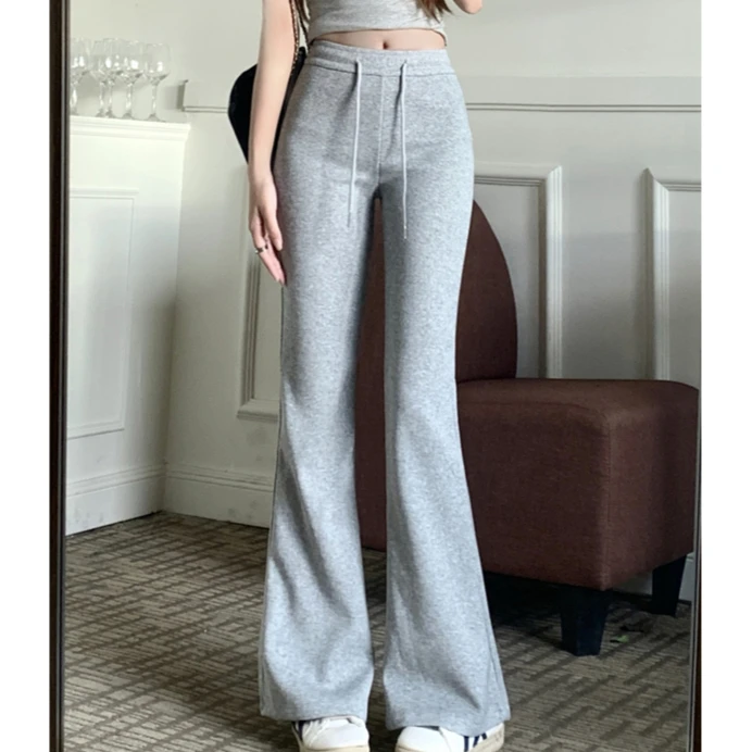 

harajuku Women's flare Pants 2025 spring autumn y2k Wide Leg Pants Elastic Waist solid Casual sweatpants Female Outdoor Trousers