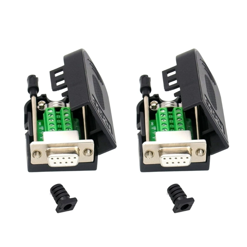 2Piece DB9pin Terminal Adapter DB9pin Serial Adapters for RS485 RS422 Connectors 83CF