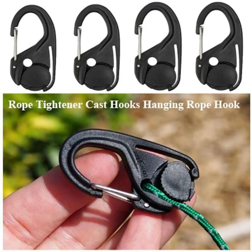 

1/2/5pcs New Without Knotting Rope Tightener Black 66*34mm Cast Hooks Hanging Rope Hook Outdoor Tools