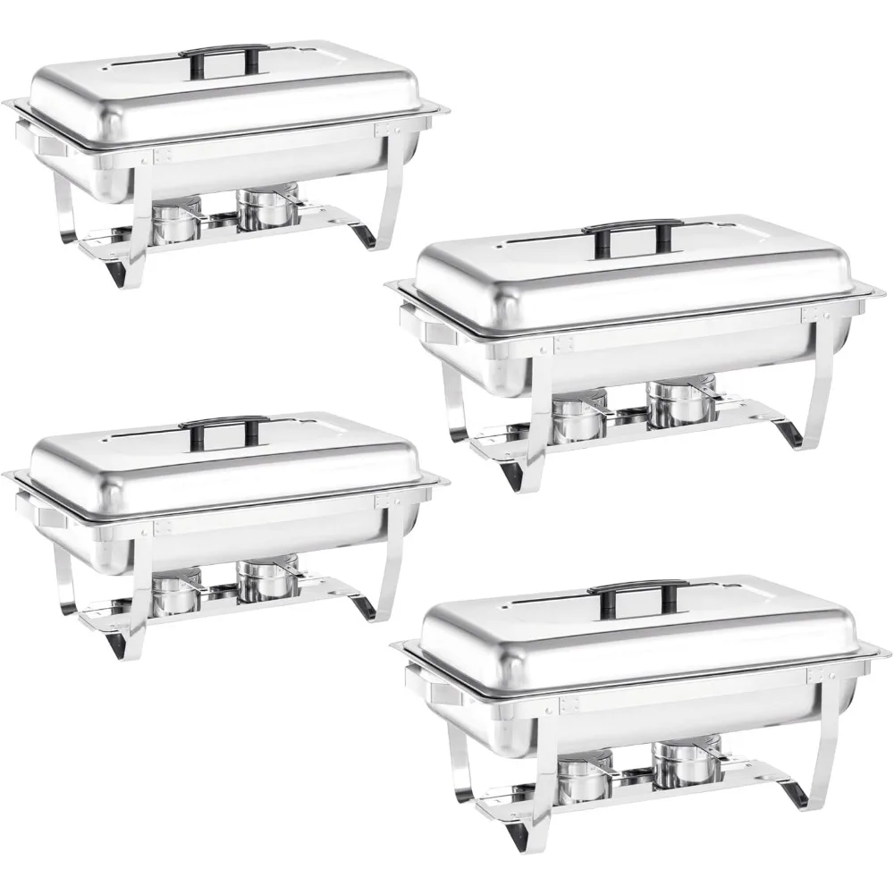 

Chafing Dish Buffet Set 4 Packs,8 Quart Stainless Steel Foldable Rectangular Chafing Full Size Food Pan,Chafing Servers