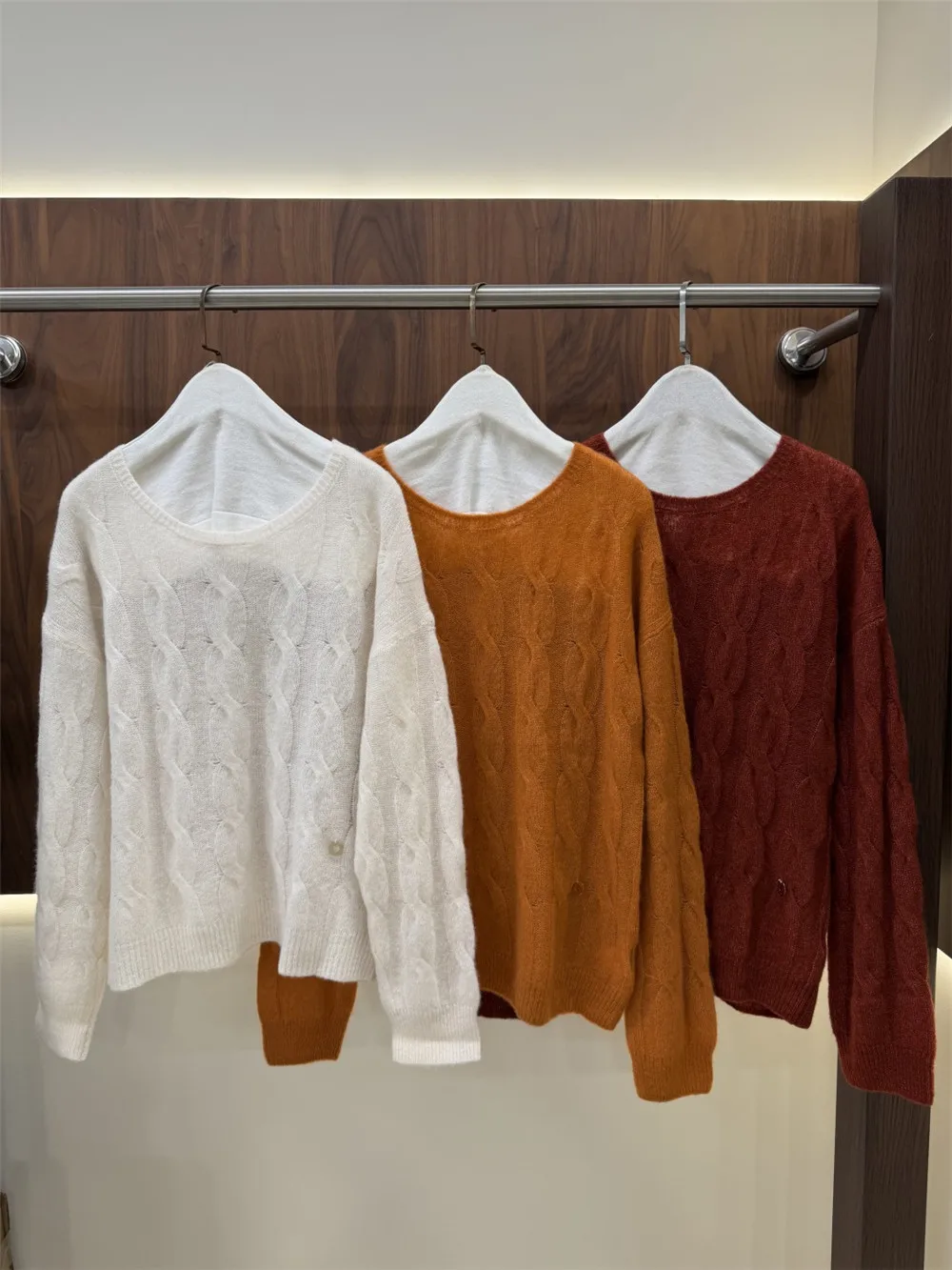 Women's Cashmere Silk Sweater Floral Loose Lazy New Year Red Autumn Winter Long Sleeve Knitted Soft Warm Fashionable