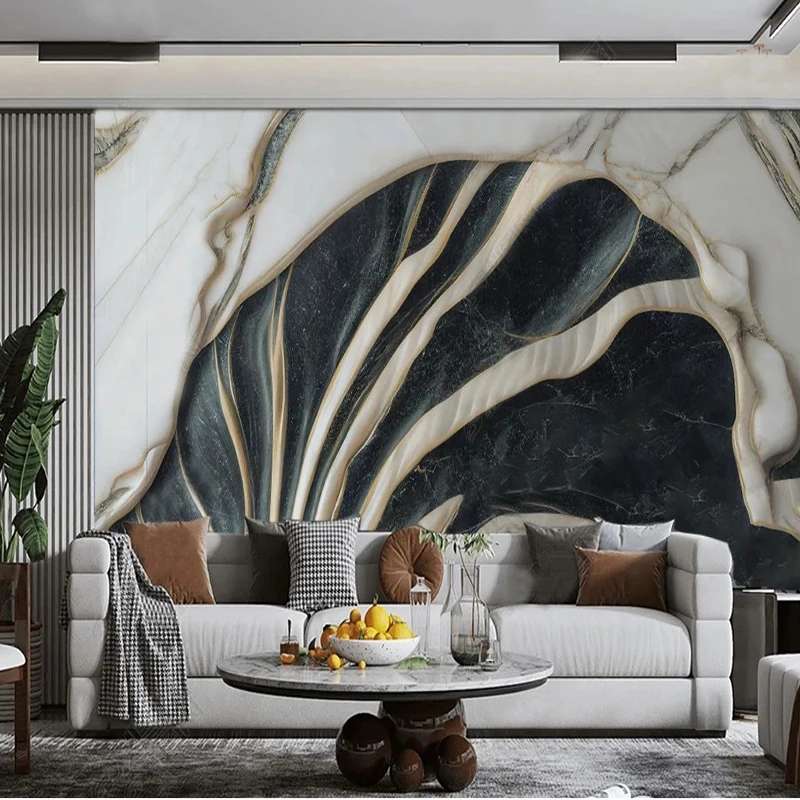 Modern Gilt Custom Wallpaper Wall Cloth Creative Art Marble Wall Painting for Living Room Bedroom Sofa TV Backdrop Home Decor Fr