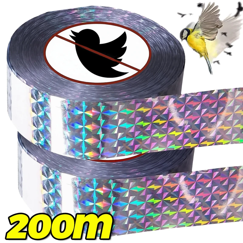 50/200m Laser Anti Bird Ribbons Tape Double-sided Reflective Tapes For Outdoor Farm Bird Pest Control Scarer Garden Accessories