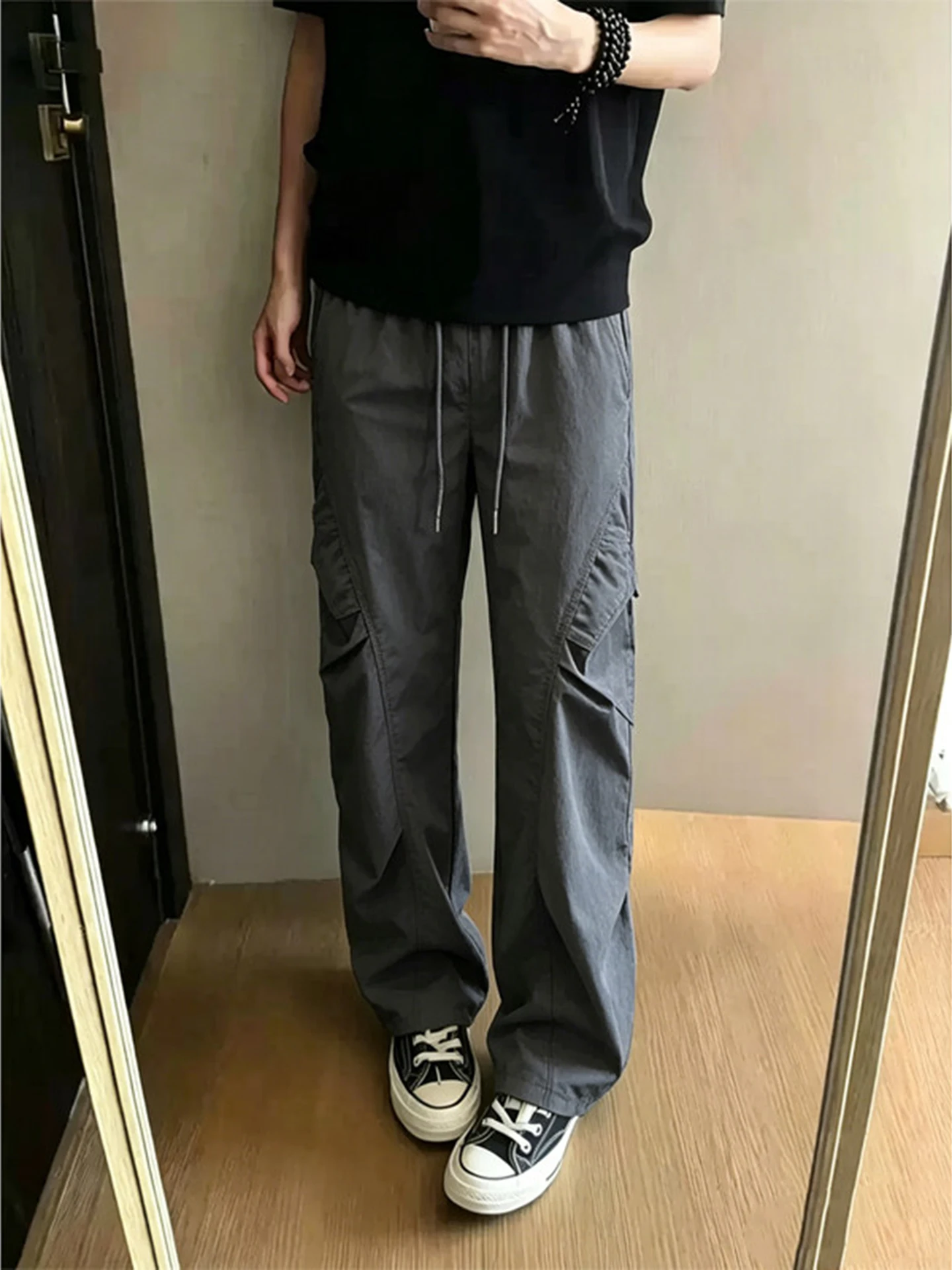 American Style Quick Dry Work Trousers Men Summer Thin CleanFit Knife Paratrooper Pants Straight Casual Sports Leisure Pants