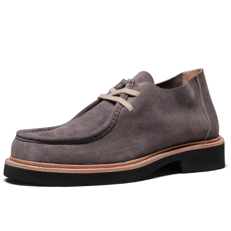 

Retro Cow Suede Leather Kangaroo Shoes for Men's Genuine Leather Brown Casual Leather Shoes Comfortable Thick Soled Desert Boots