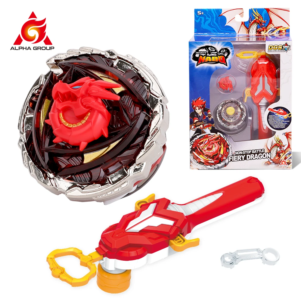 Infinity Nado 5 Original Series Fiery Dragon Non Stop Battle Set Metal Spinning Top Gyro WIth Magnetic Launcher Anime Kids Toys