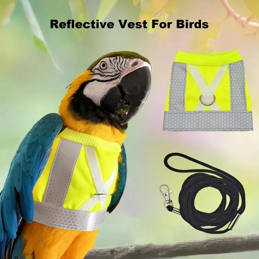 

Adjustable Parrot Flying Harness Safety Comfortable Reflective Leashes Sun Protection Bird Harness Vest Flying Training
