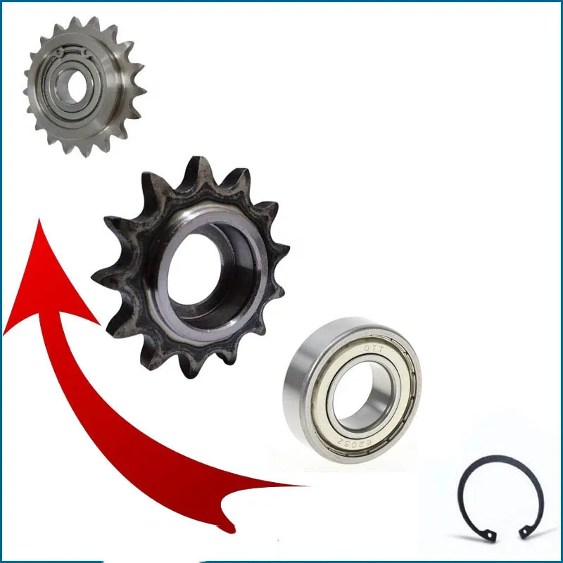 1PCS 45# steel 10A Idler Wheel  Pitch 15.875mm Double/Single Bearing Bore 12/13/15/17mm Idler sprockets Roller Tensioner Gear