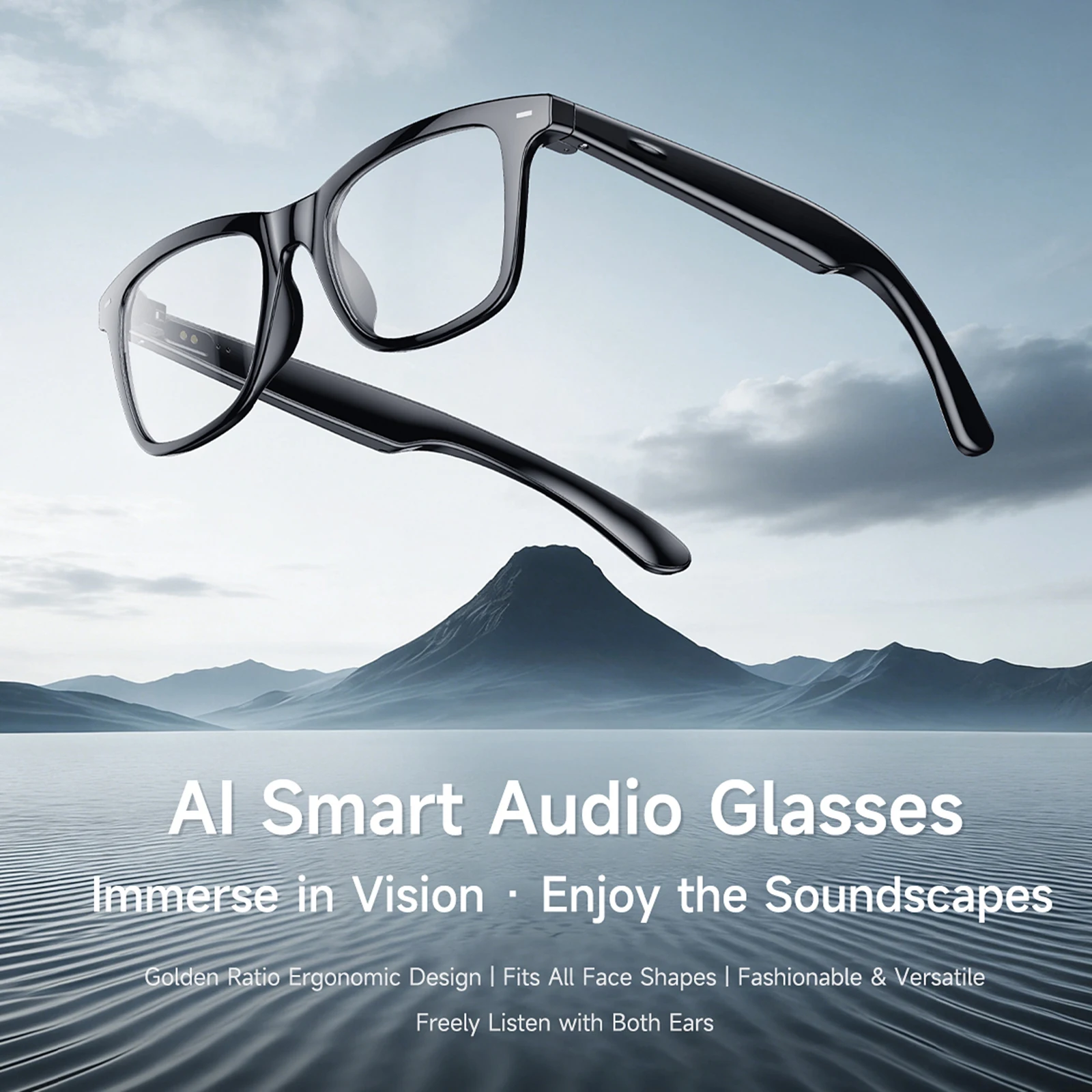 Ai Smart Glasses Hands-Free Calling Wearable Tech Glasses Voice Assistant with BT 6.0 Open Ear Speaker Universal for Men Women