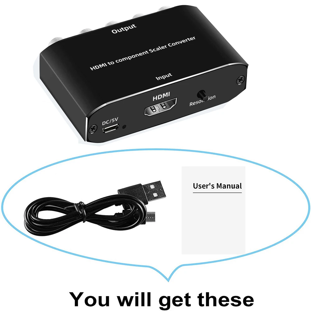 HDMI to Component Scaler 1080P HDMI to RGB Ypbpr Video converter with Scaling HDMI in to Ypbpr component out for PS5 PS4 Xbox