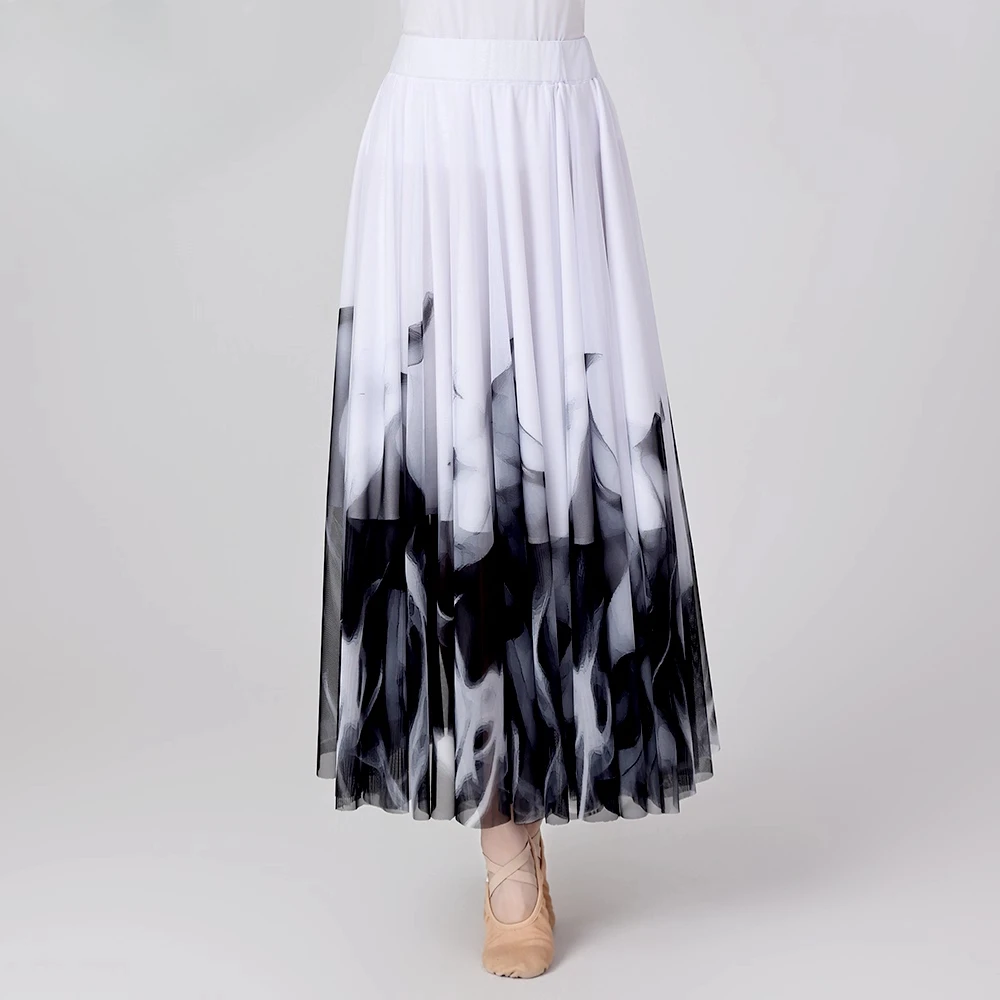Falda de baile con pintura de tinta china para danza clásica moderna para adultos personalizada para mujer vestido de competición para actuación en gran escenario