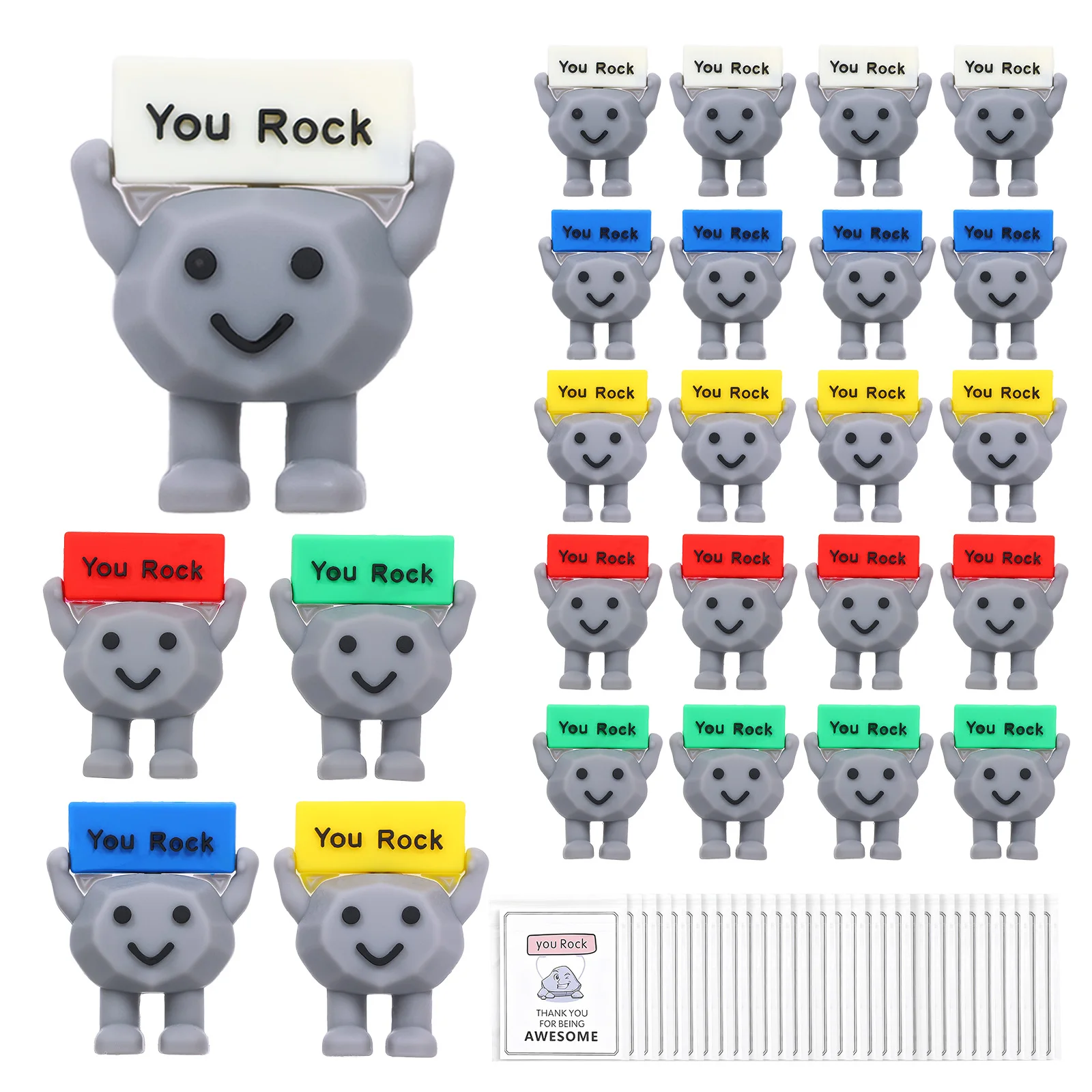 25/50 Sets You Rock Motivational Stone Figurine Mini Rubber Stone Presents Active Figures Toys for Coworker Employee Teacher