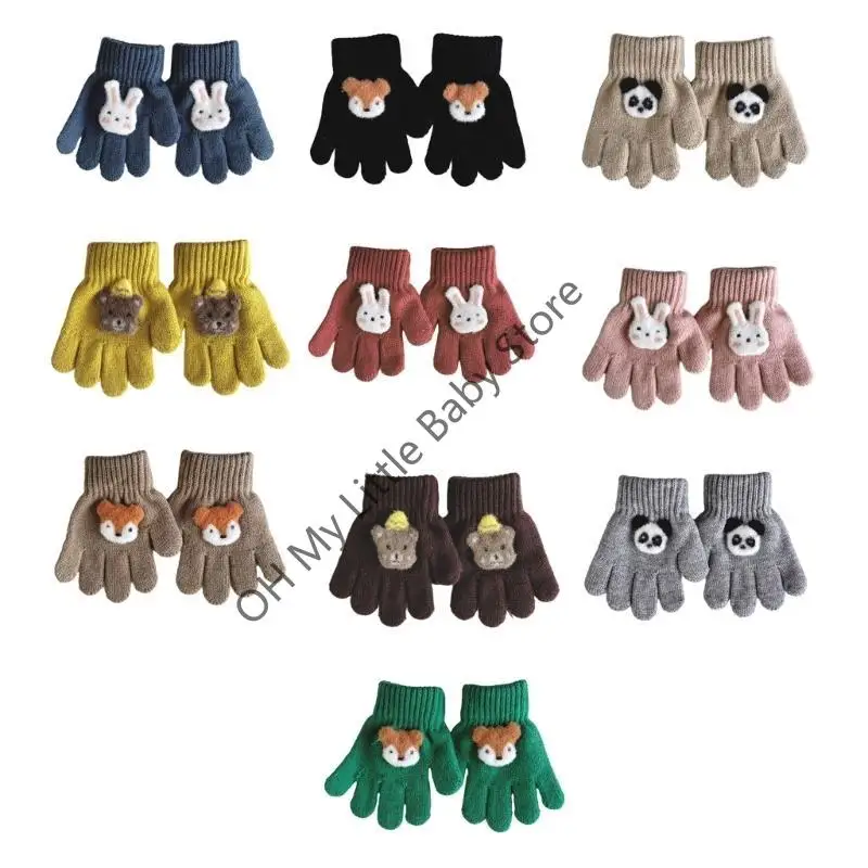 

M76C осенне-зимние вязаные перчатки, теплые варежки с героями мультфильмов для детей от 3 до 6 лет, уличные перчатки для девочек