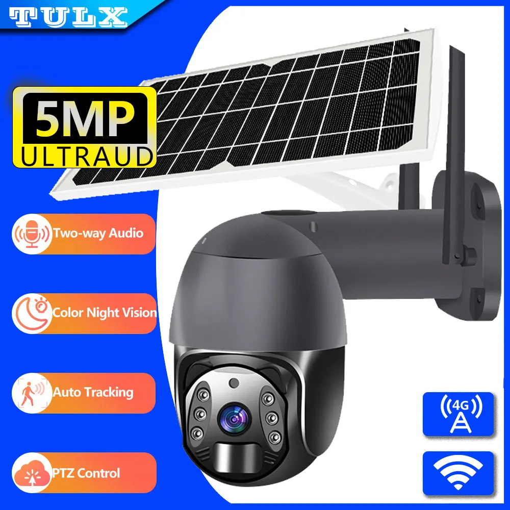 

LZJV 4K HD 5MP WIFI/4G Security Dual Lens PTZ Solar Camera Dual Screens PIR Human Tracking Outdoor Surveillance IP Camera CCTV