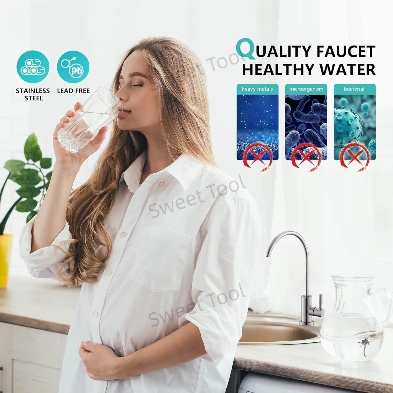 Stainless Steel Kitchen Water Filter Faucet Drinking Water Tap Reverse Osmosis Drinking Water Filter Sink Tap Kitchen Accessory