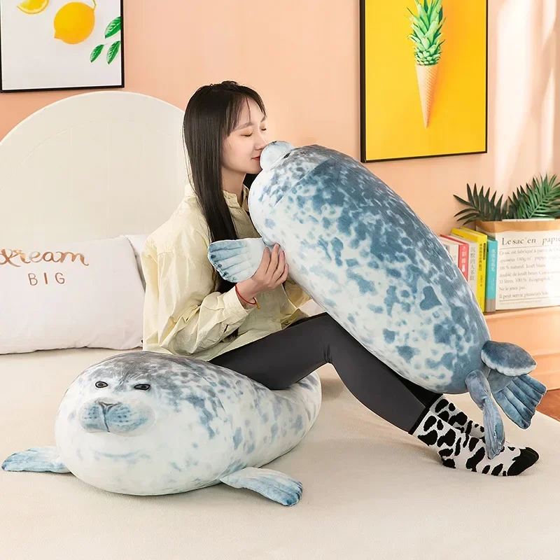 30-100cm 인감 장난감 Blob 인감 플러시 장난감 3D 참신 바다 사자 인형 베개 박제 동물 Peluche 피규어 룸 장식 어린이 선물