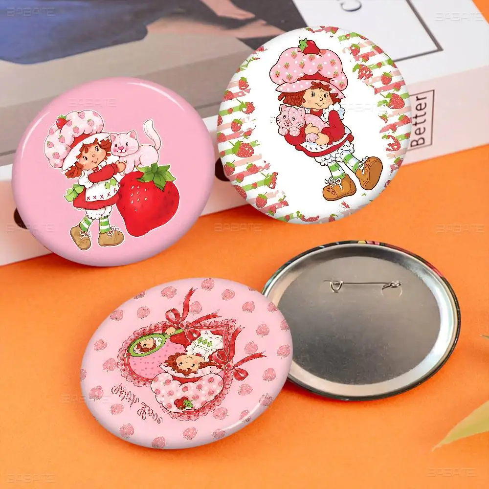 S-Strawberry-shortcake Girl Tinplate Soft Button Pin Brooch Metal Badge Custom Jewelry Accessories Hat Bag Lapel