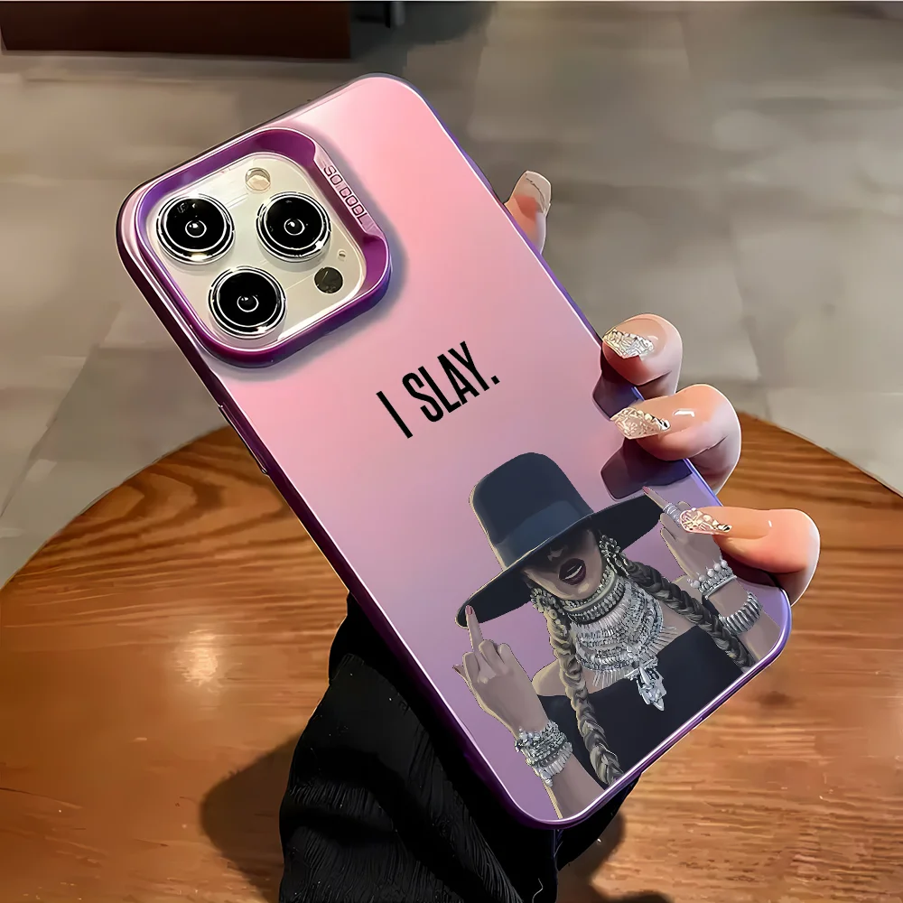 حافظة هاتف B-Beyonce Hot Singer حافظة لهاتف آيفون 16 15 14 13 12 11 Mini Pro Max X XR XSMAX 8 7 Plus مضادة للسقوط وظهر غير لامع