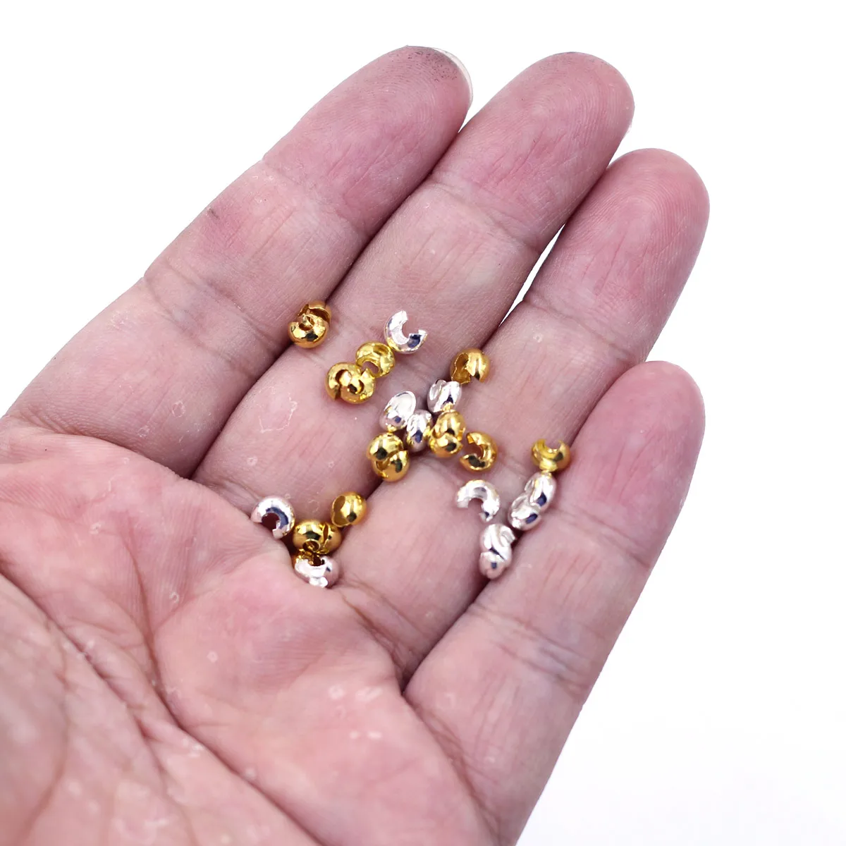 Spacer Beads Cover Crimp Copper Round Gold Silver Plated Jewelry DIY Findings 5x3mm 100Pcs 200Pcs