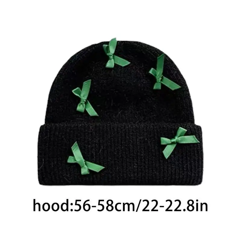 652F المرأة الجمجمة قبعة الوردي الأقواس رصع قبعة كومة بونيه الجمجمة مكبل محبوك قبعة #6