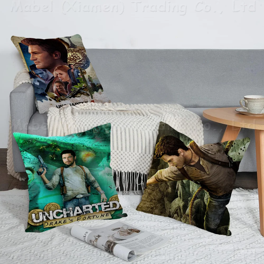 Uncharted Video Game Pillowcase Toon Gift Cushion Cover Bedroom Home Sofa Chair Seat Decor Pillow Case