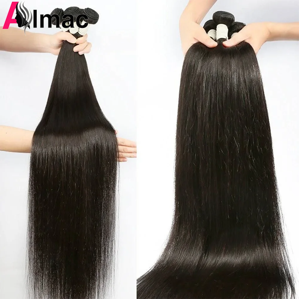 

10-36Inch 2/3/4PC Straight Human Hair Bundles 95g/PC Double Weft Hair Extention Full End Indian Remy Hair 10A Grade No Shedding