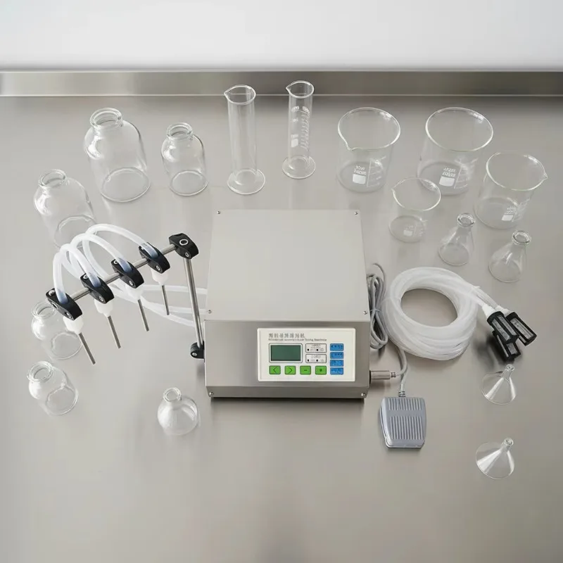 Semi-automatic small dose 4 head water perfume liquid filling machine with quantitative