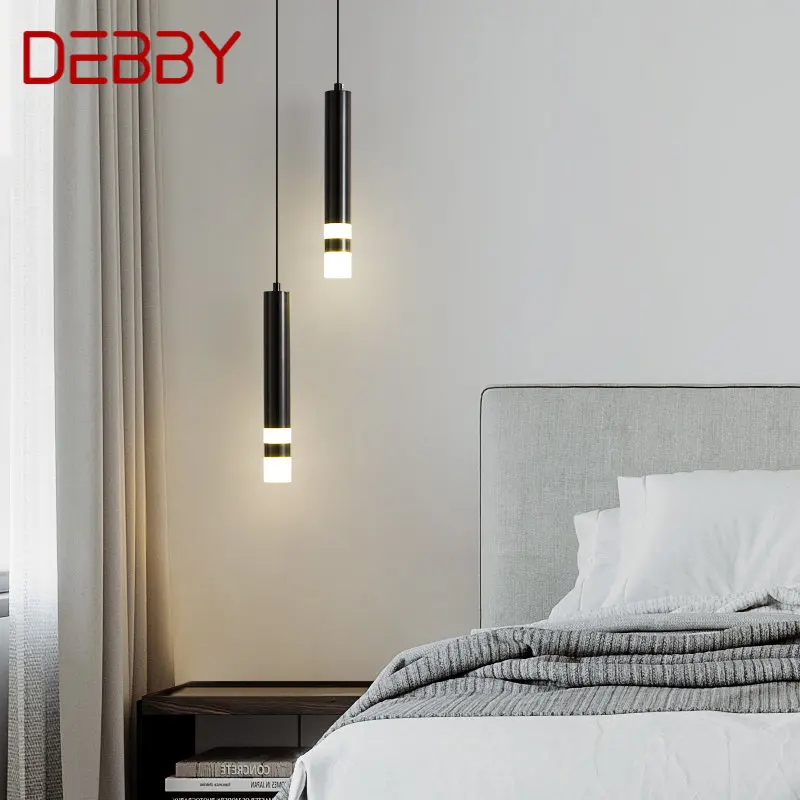 

DEBBY Contemporary Black LED Pendant Lamp Simply Decorative Hanging Light For Home Study Bedroom