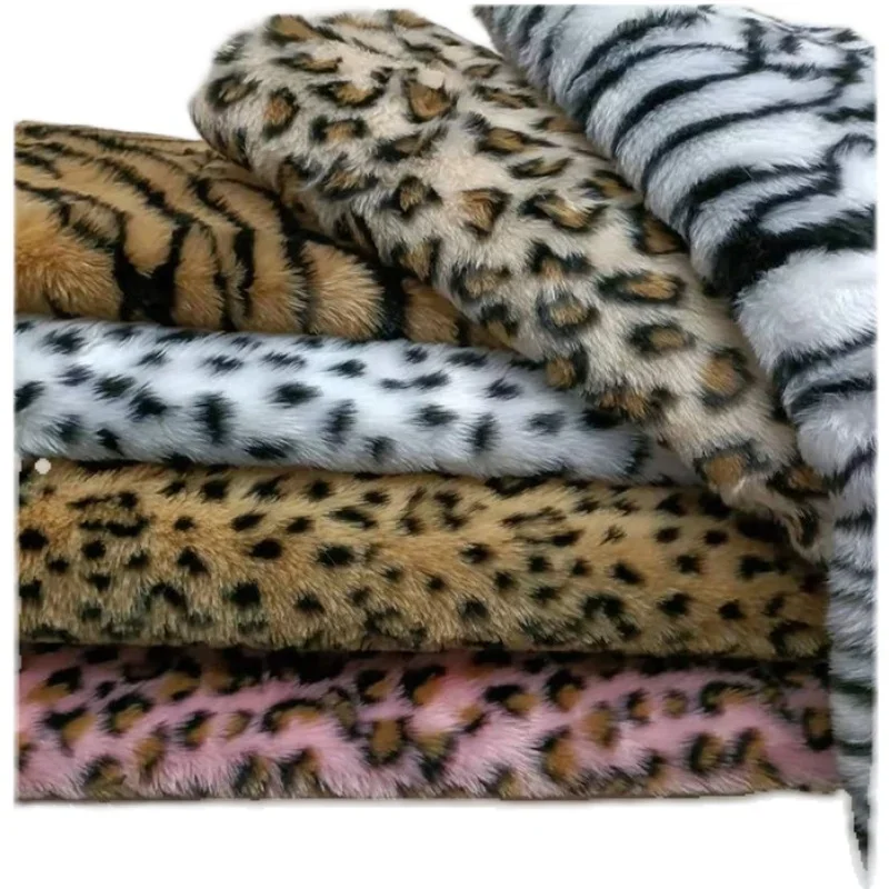 Plush Fabric Per Meter For Hat Bags Pillowcases Stage Material Diy Sewing Thick Cloth Soft Comfortable Warm Smooth Leopard Print