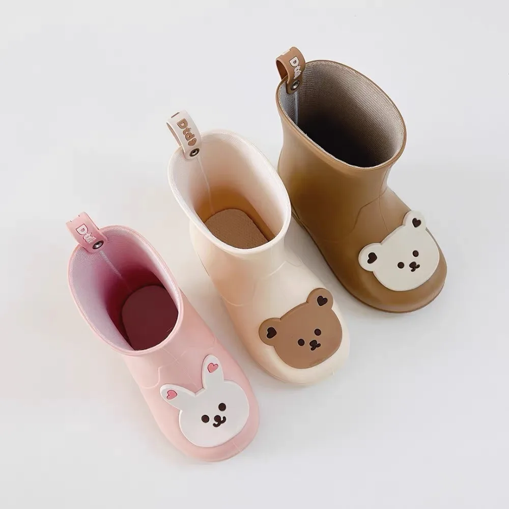 Child Boy rubber Rain Shoes Girls Boys Kid Ankle Rain boots Waterproof shoes Round toe Water Shoes soft Toddler Rubber Shoes