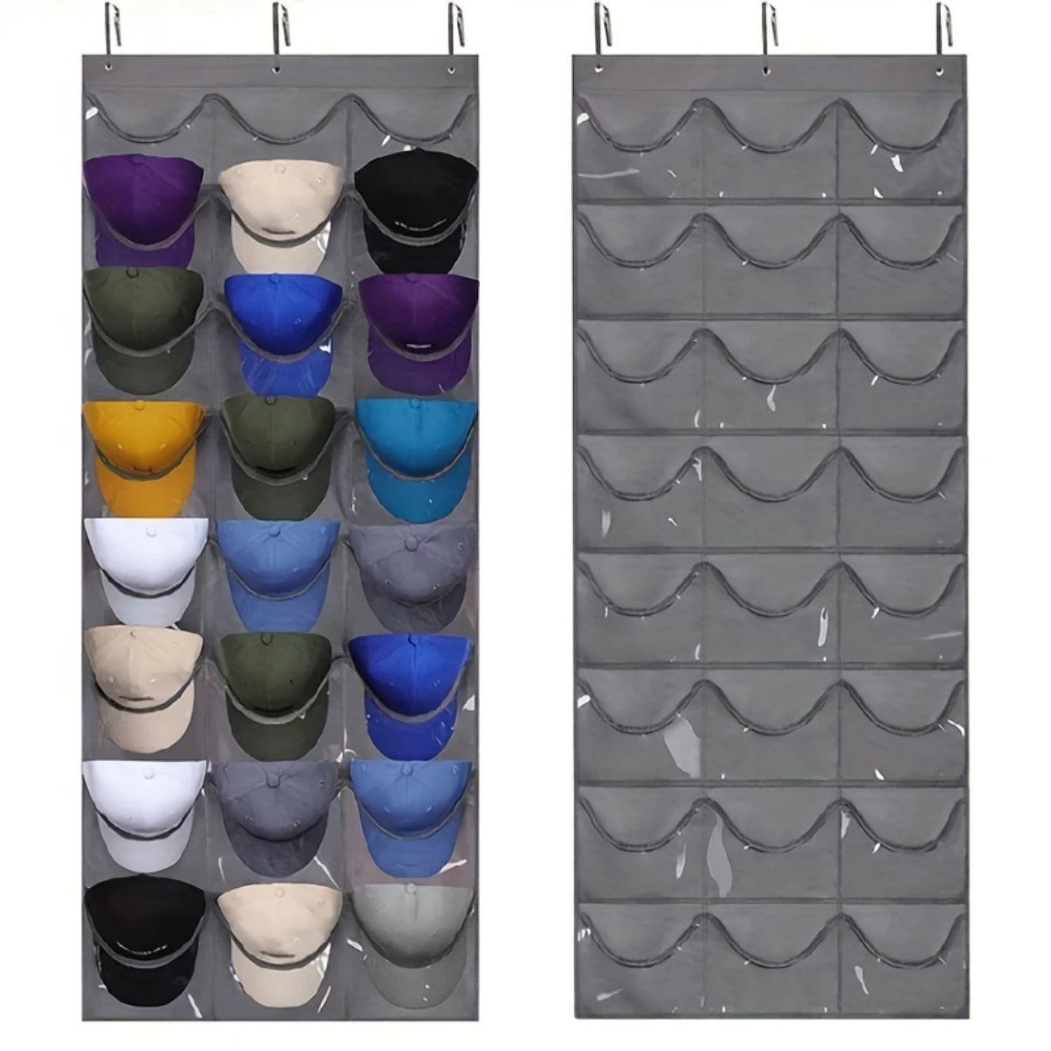 1pc 8-layer Hanging Hats  Bag, Collapsible Sturdy Durable  Organizer With 24 Pockets, For Wardrobe Living Room Door, Ideal Hats 