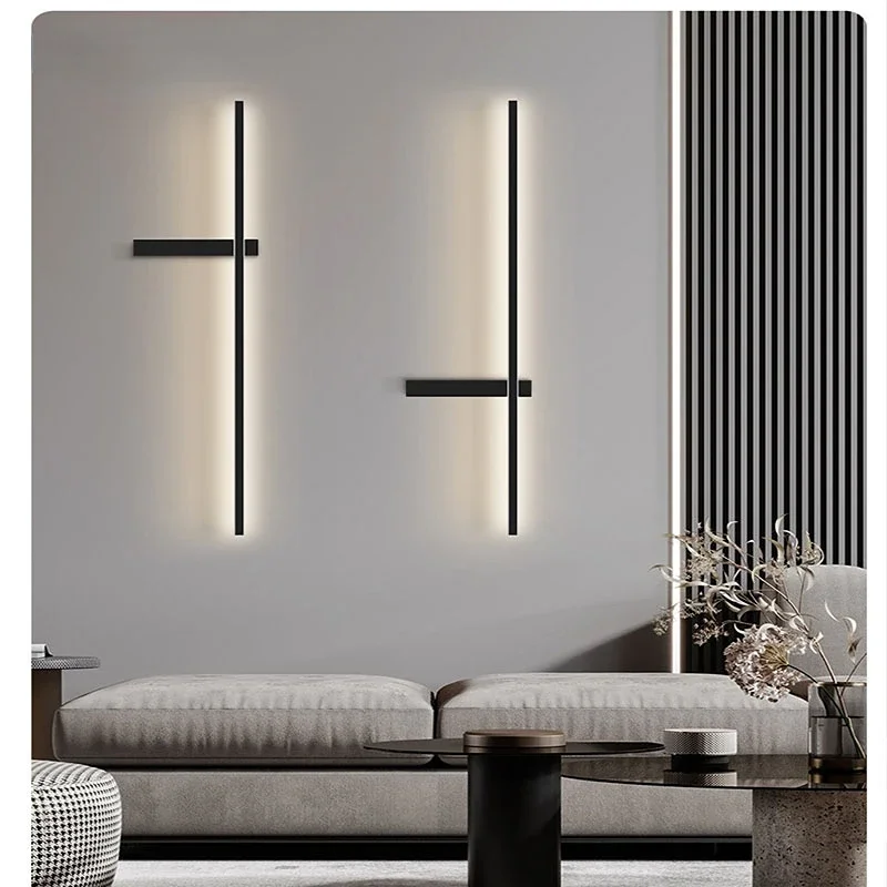 Modern wall hanging LED minimalist lighting living room art deco luxury background designer bedroom bedside ultra-fine wall lamp