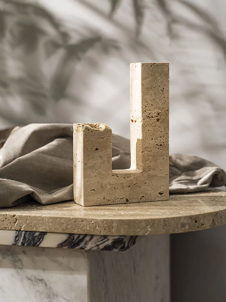 Wabi Sabi Style Natural Marble Candle Holder Living Room Table Tabletop Home Wedding Decoration Retro Photography Props