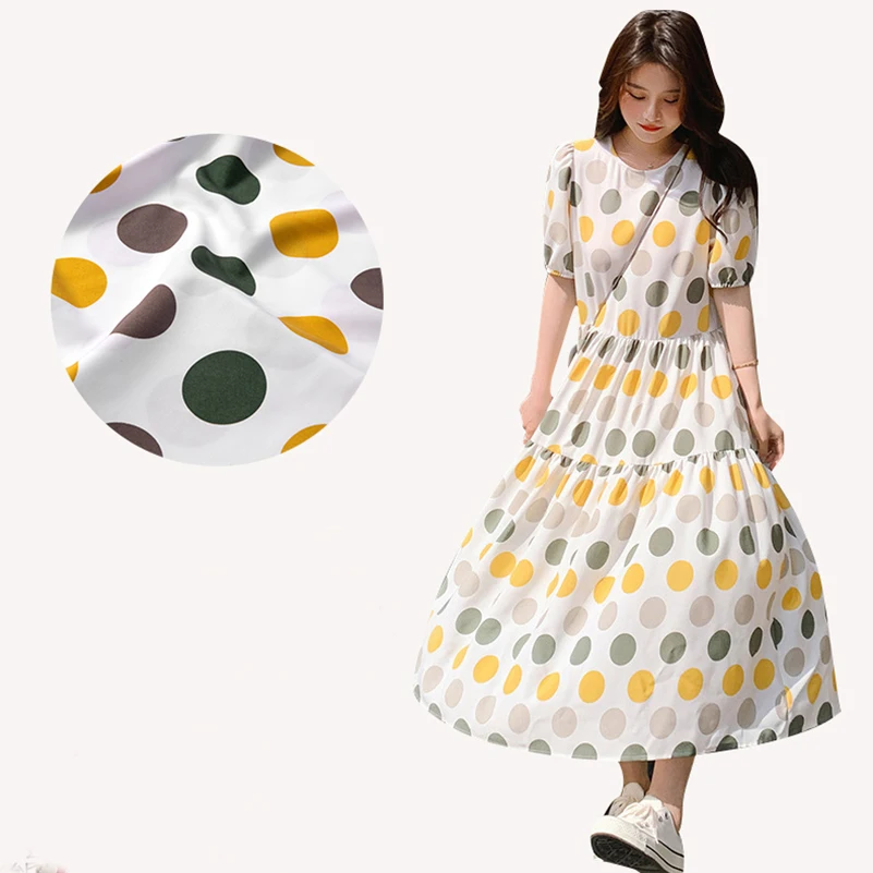 Polka Dot Chiffon Stof Ondoorzichtige Gedrukt Kleurrijke Voor Zomer Naaien Dress Shirt Door Meter