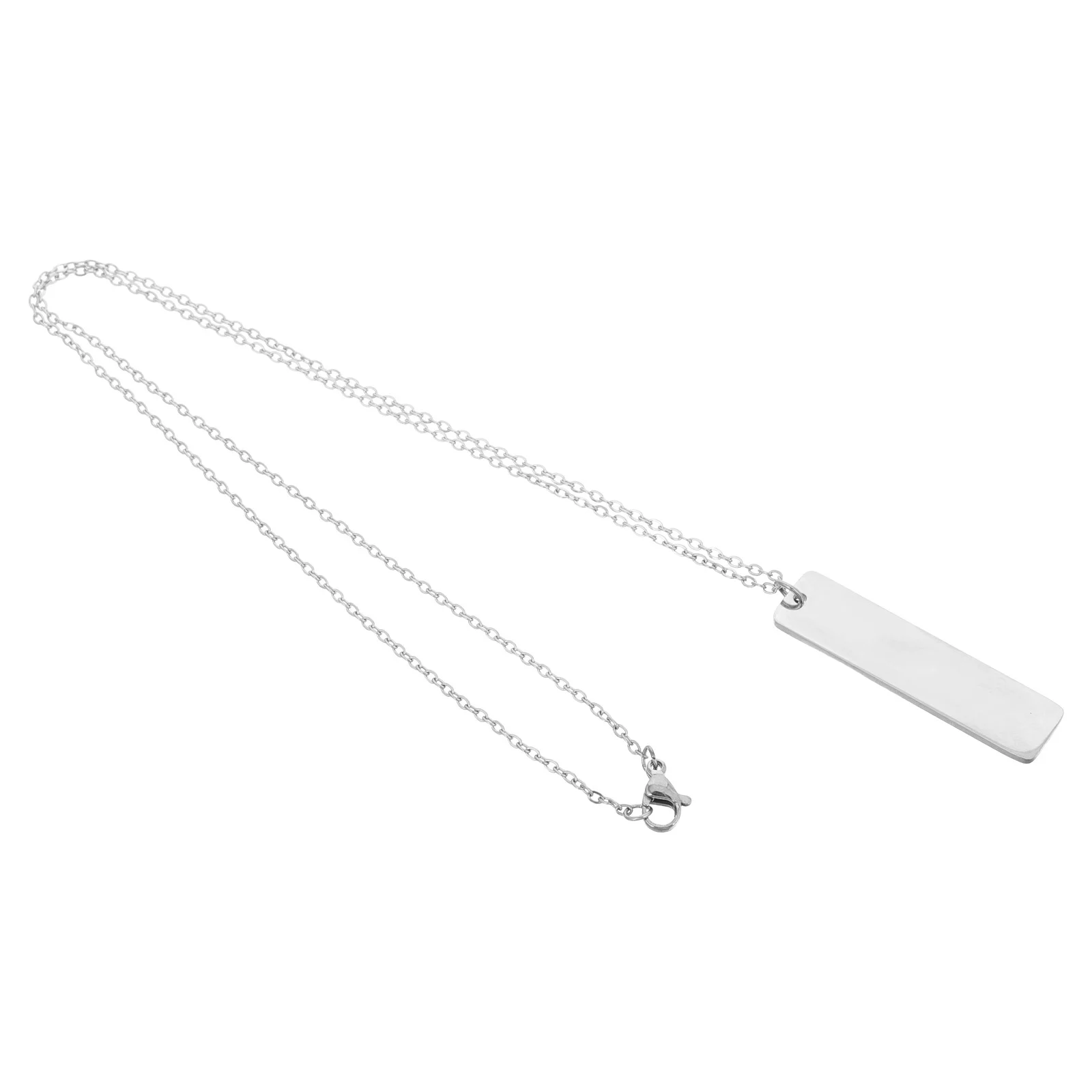 

Long Stainless Steel Bar Necklace Pendant Engravable DIY Simple Metal Jewelry for Couples Men Women Everyday Wear